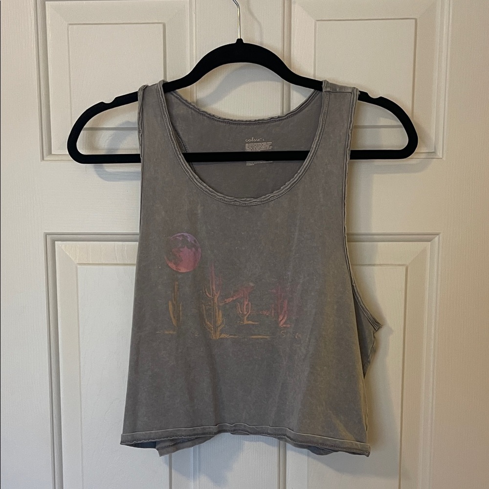 Desert Print Sleeveless Crop Top S:L